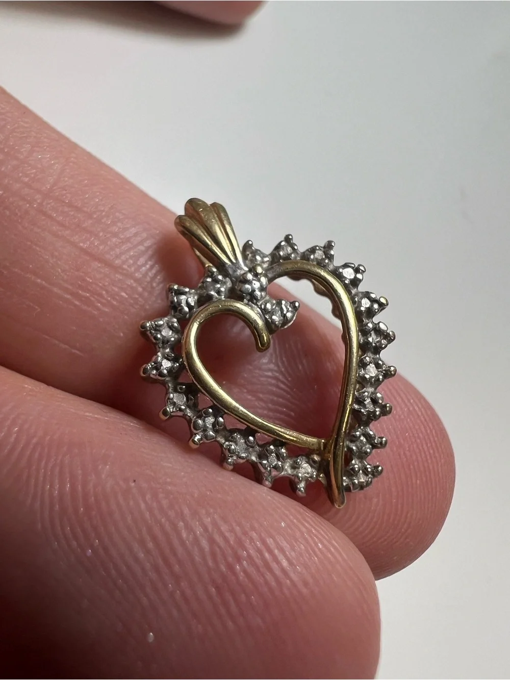 Classic 10K Gold Two-Tone Heart Pendant